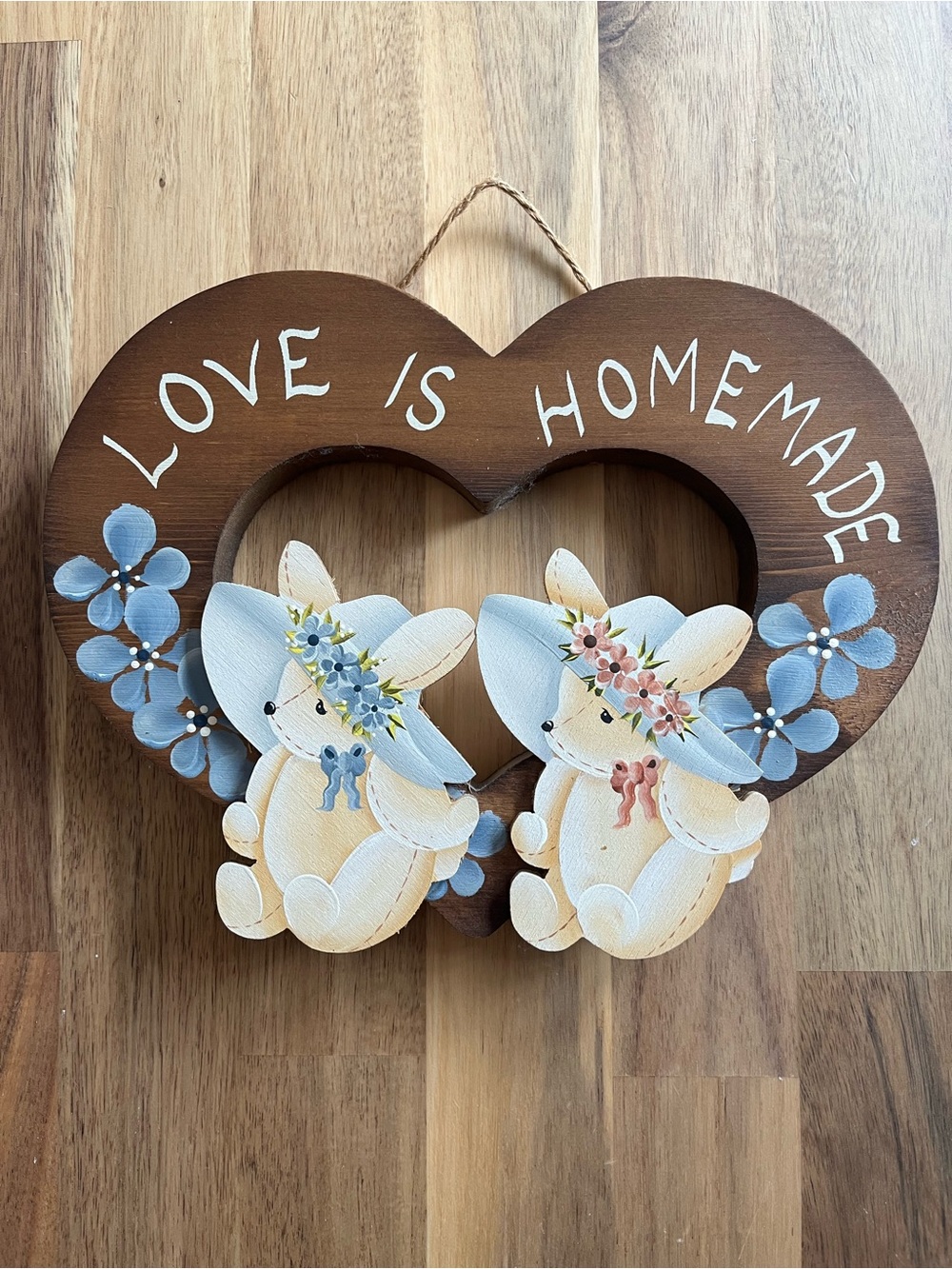 Vintage “Love Is Homemade" Heart Wooden Hanging Sign
